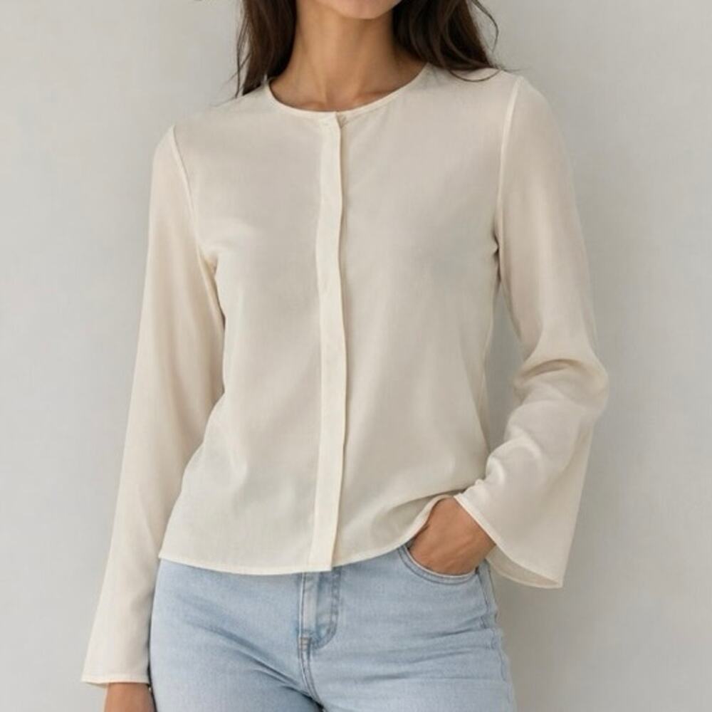 Womens Peter Cohen Silk Blouse Cream Size S